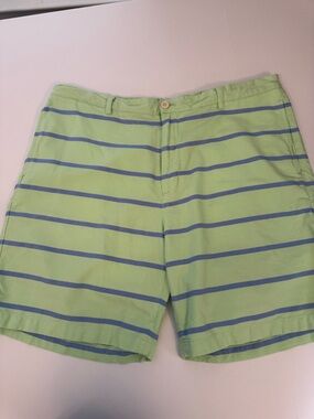Vineyard Vines Light Green with Blue Stripe Men’s Flat Front Shorts